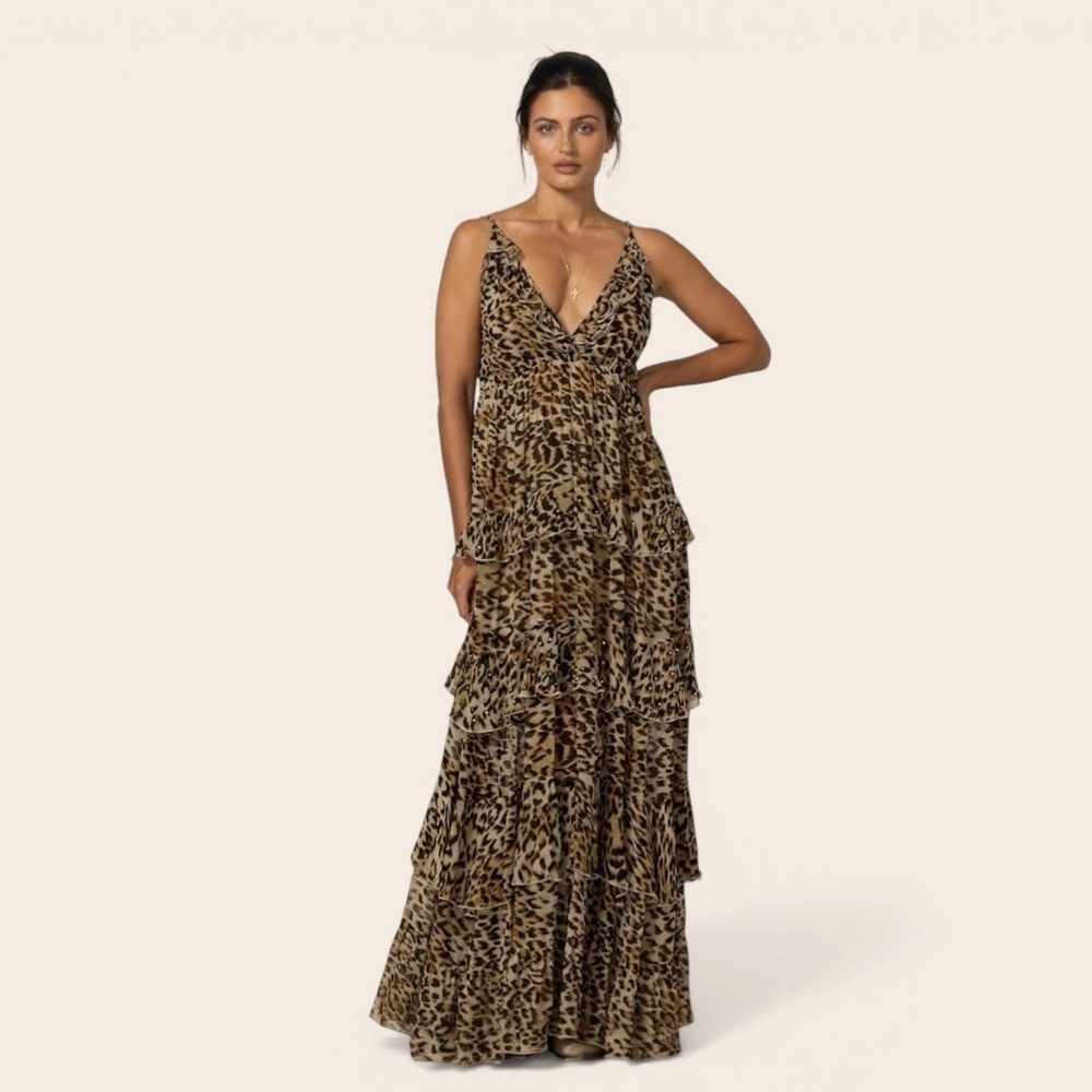 Miss June Paris Kasia Leopard Print Maxi Dress Resort Chic